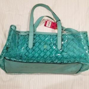 Juicy Couture's large beach tote bag in a vibrant blue color